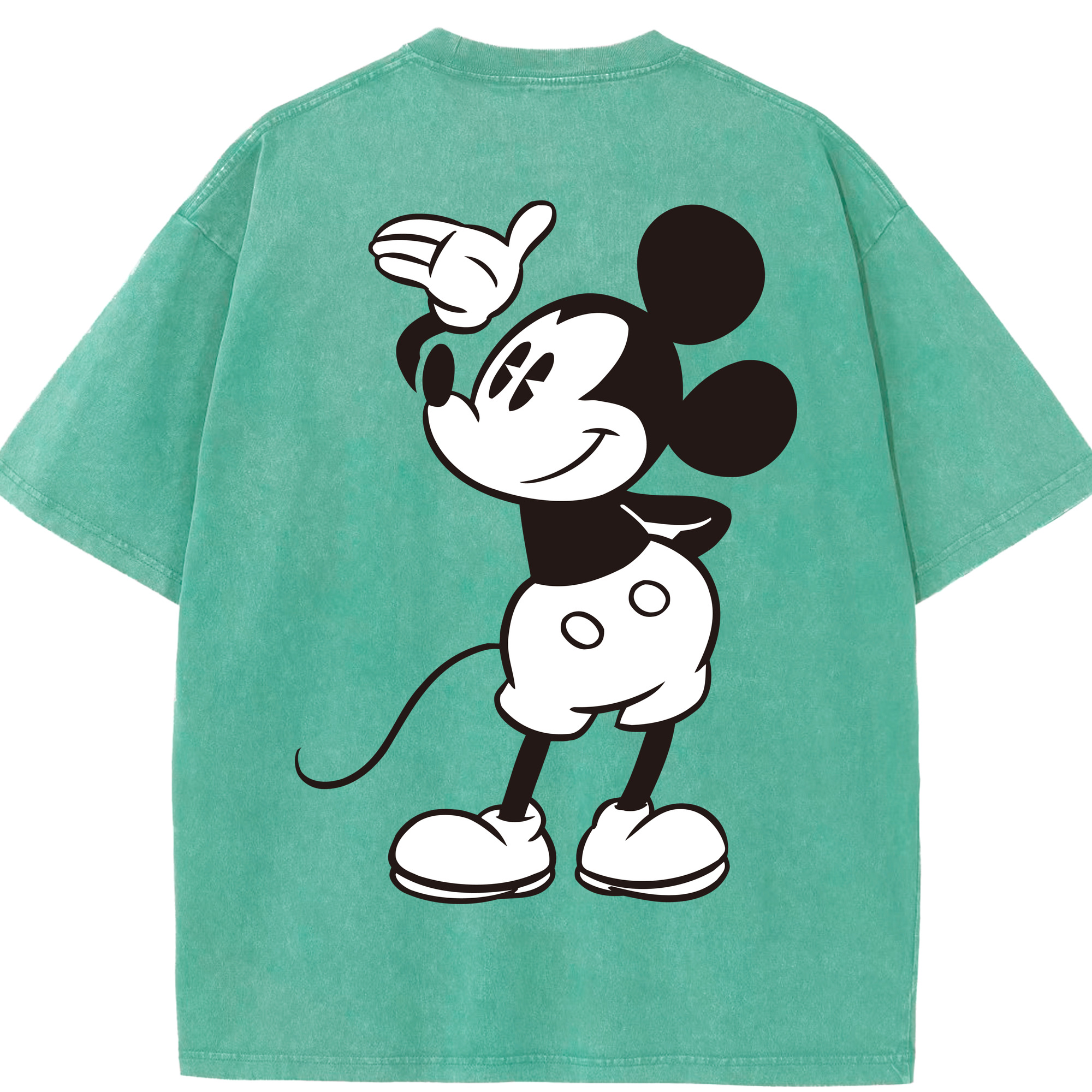 （画像用） ミッキーマウス Mickey Mouse 綿100% ヴィンテージ風 半袖Tシャツ（背面プリント）